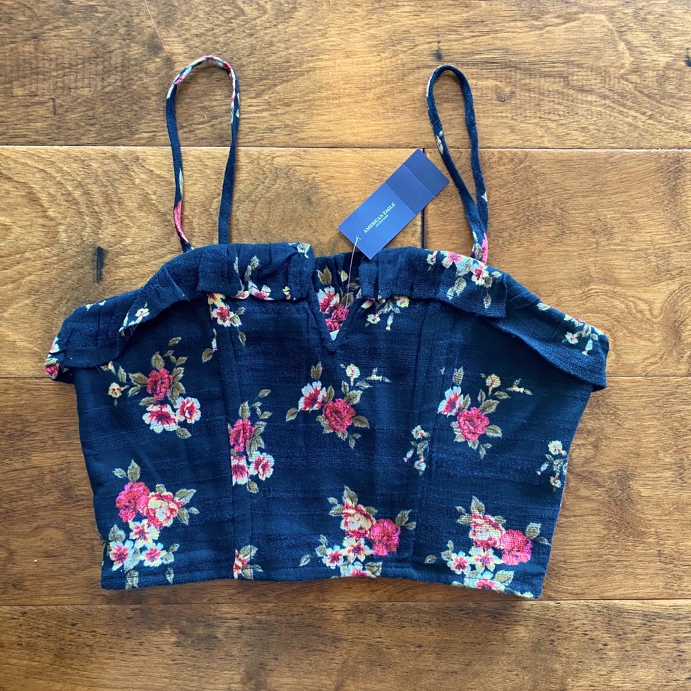 American Eagle Floral Bustier Crop Top